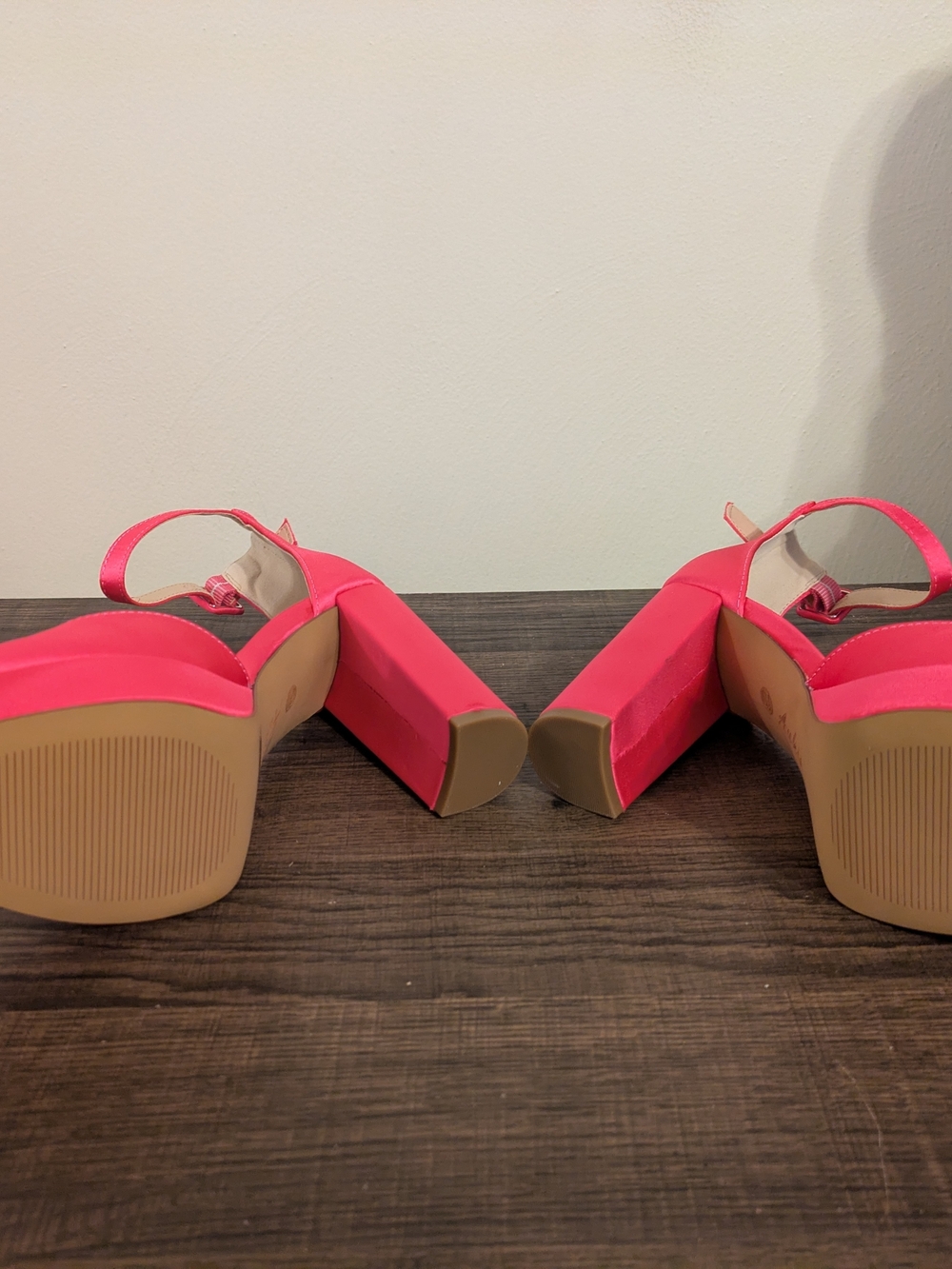 Pink Platform Ankle-Strap Block Heels - Picture 3 of 5